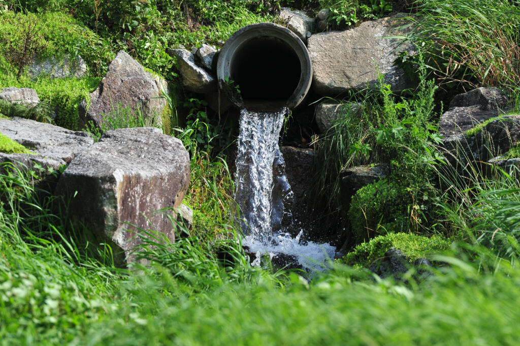Waste water drains from concrete pipe