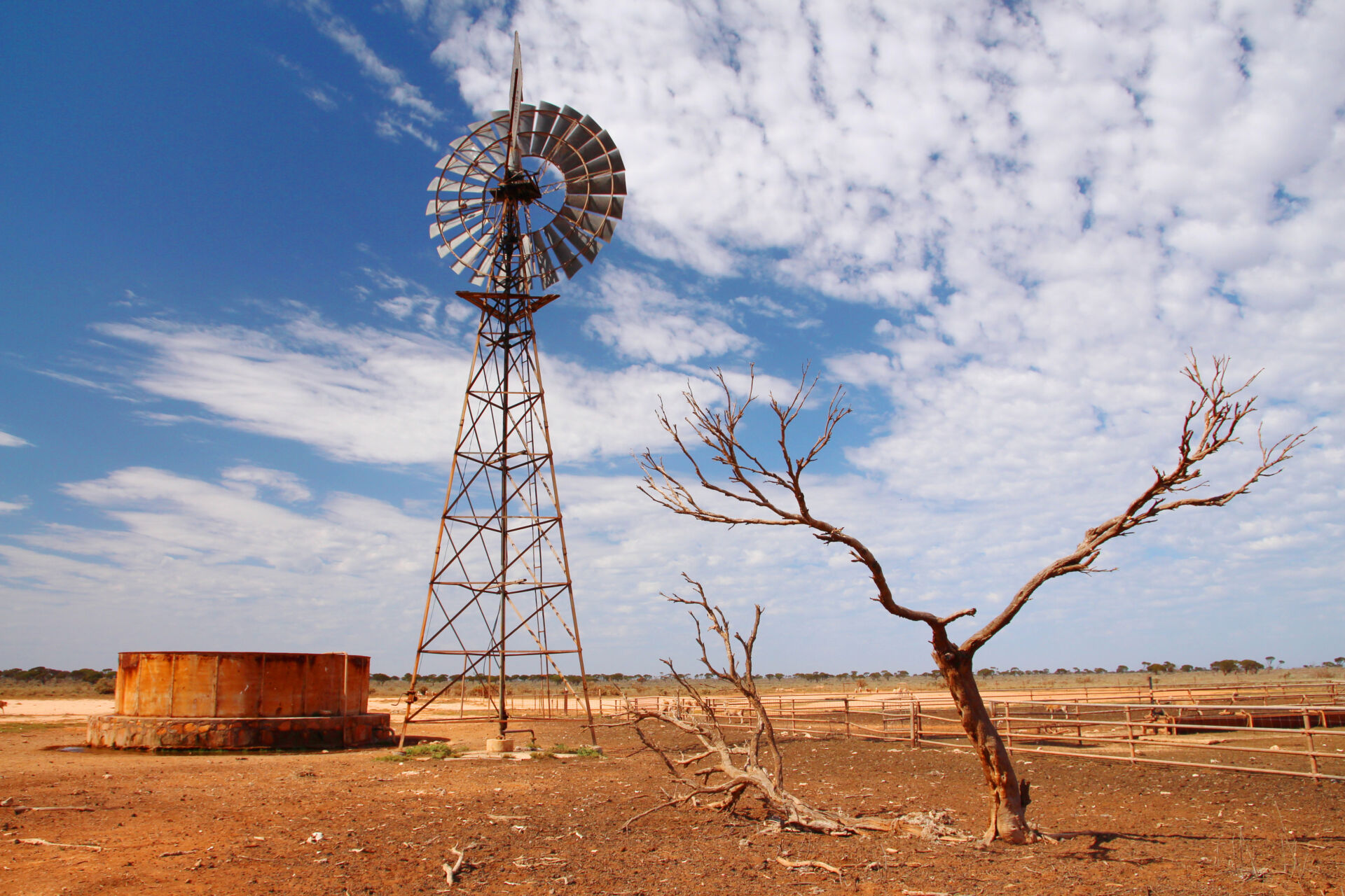 Windmill water pump in Australian outback, Nullarbor Plain, Western Australia